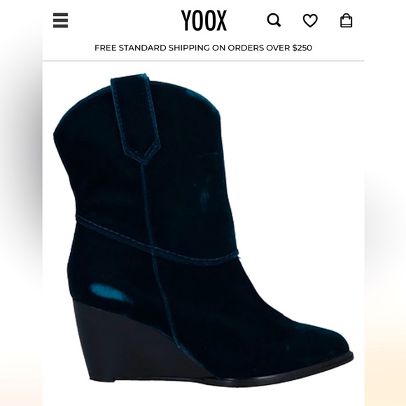 Robert Clergerie Paris Wedge Velvet Booties Blue Green - Picture 2 of 5